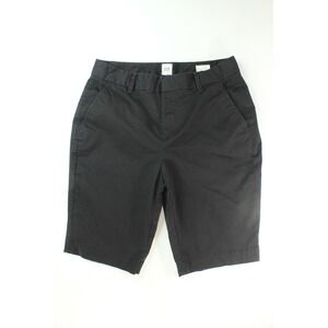 SHORTS BERMUDA‎ GAP WALKING Size 2 Womens  Black STRETCH Chino Mid Rise Twill
